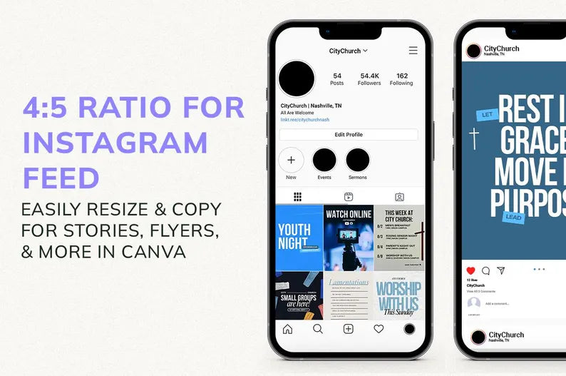 100 Editable Church Social Media Graphics Templates | Canva Instagram Posts | Christian Ministry Marketing Kit
