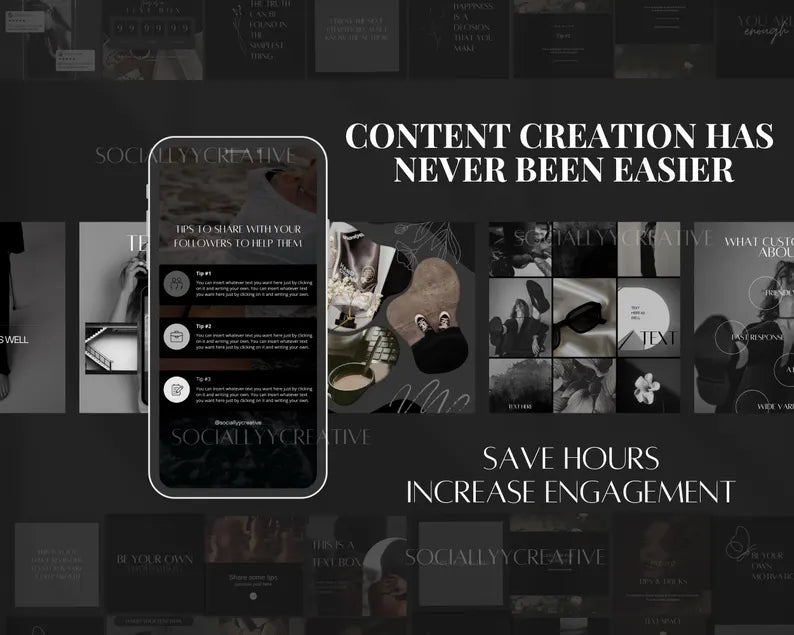 700 Dark Aesthetic Instagram Templates | Canva Post & Story Bundle | Editable Black Social Media Templates for Entrepreneurs, Influencers & Creatives