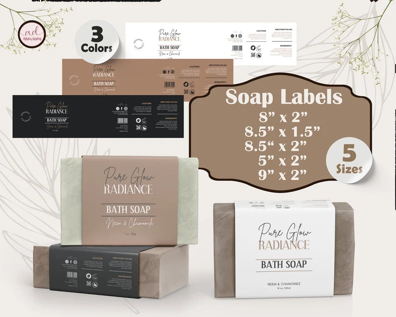 Editable Cosmetic Label Templates | Soap, Bath Salt & Body Scrub Label Bundle | Printable Canva Templates for Small Business Branding