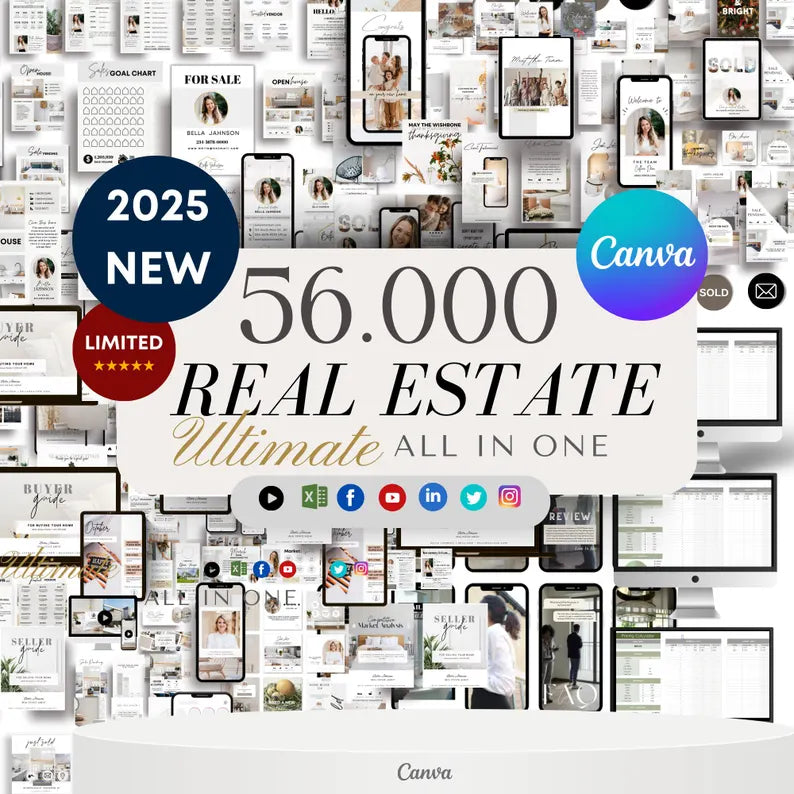 56,000+ Real Estate Canva Templates | Ultimate Branding, Social Media & Marketing Kit for Realtors | 2025 NAR Updated Bundle